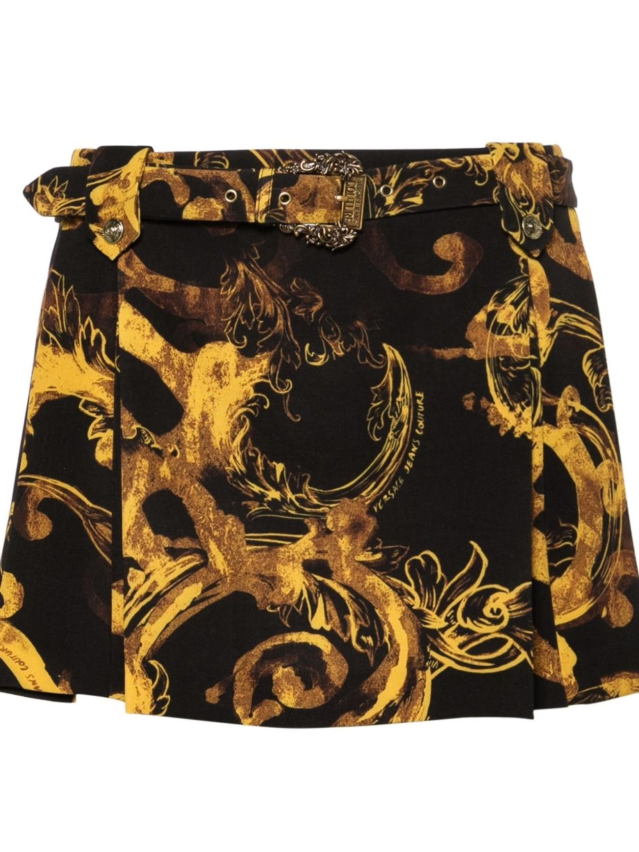 Watercolor Jeans Couture skirt Women mini Versace Couture-print 0629